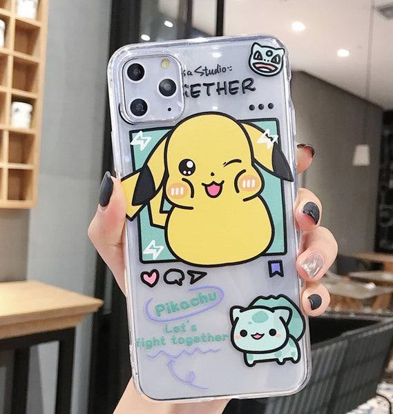 Cute Pikachu Phone Case for iphone 7/7plus/8/8P/X/XS/XR/XS Max/11/11 pro/11 pro max JK1959