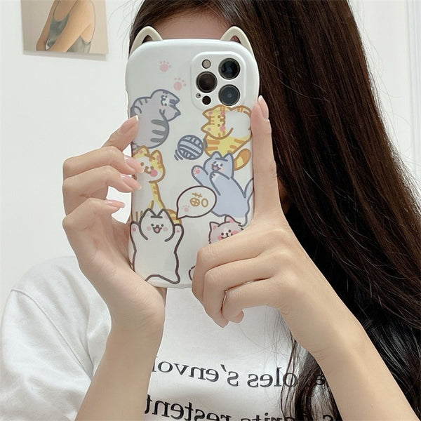 Lovely Cats Phone Case for iphone7/7plus/8/8P/X/XS/XR/XS Max/11/11 pro/11 pro max/12/12pro/12mini/12pro max JK2794