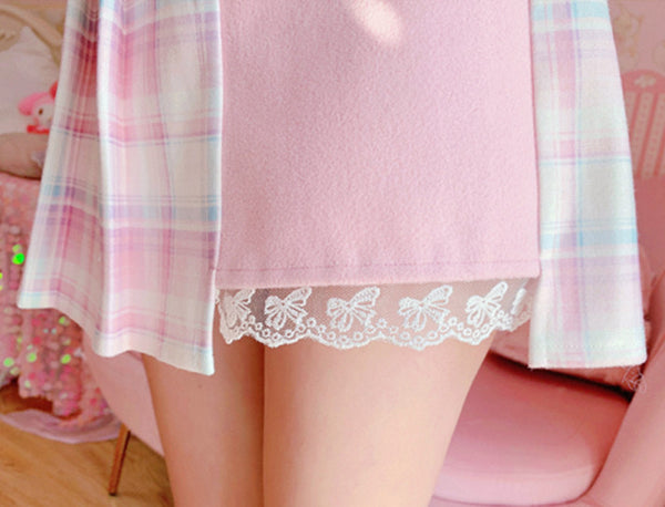 Pink Sakura Plaid Skirt JK2905