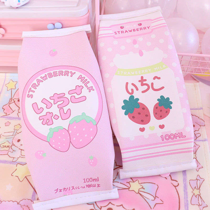 Kawaii Strawberry Milk Bag Pouch Pencil Case – Kawaiies