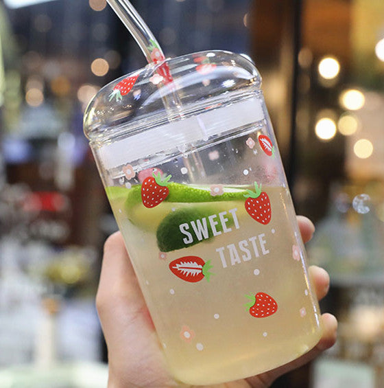 Cute Strawberry Glass Water Cup JK2353