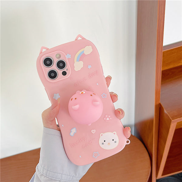 Cute Cat Phone Case for iphone 7plus/8P/X/XS/XR/XS Max/11/11pro max/12/12pro/12pro max/13/13pro/13pro max JK3021