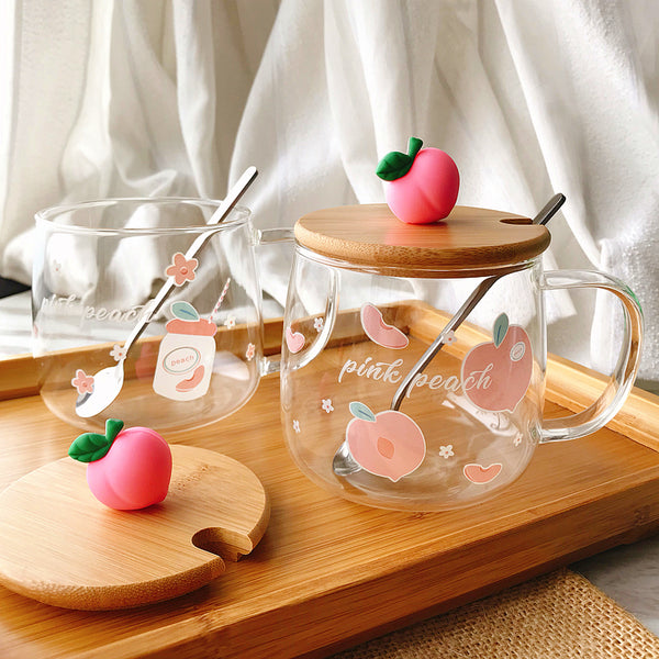 Cute Peach Glass Cup JK2366
