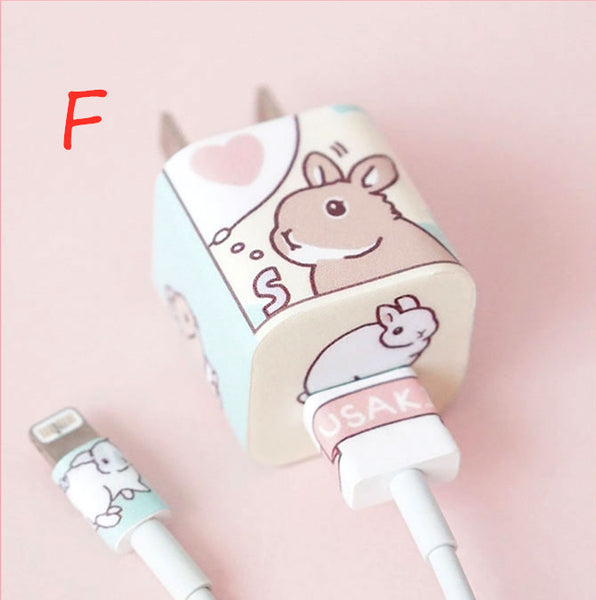 Cartoon Animals Iphone Charger Stickers JK1378