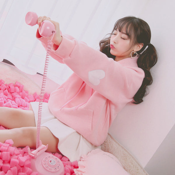 Lovely Pink Heart Hoodie JK1227