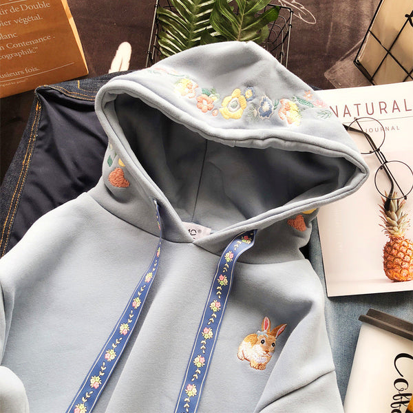 Sweet Rabbit Embroidered Hoodie JK1452