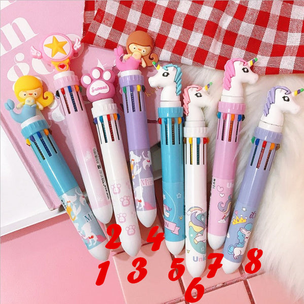 Cute Cartoon Ten Colors Ballpoint Pen JK1032