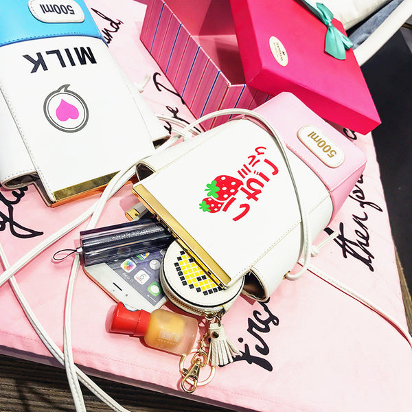 Kawaii Milk Strawberry Shoulder Bag JK1079