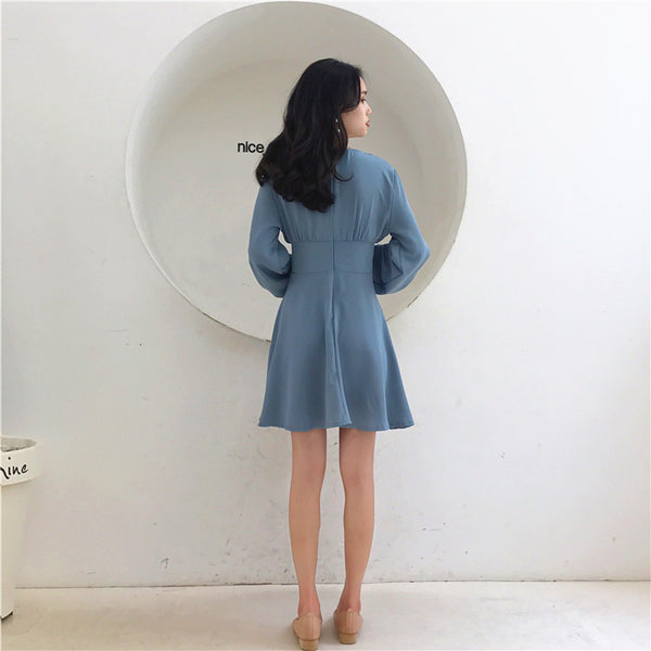 V Collar Chiffon One-piece Dress JK1205