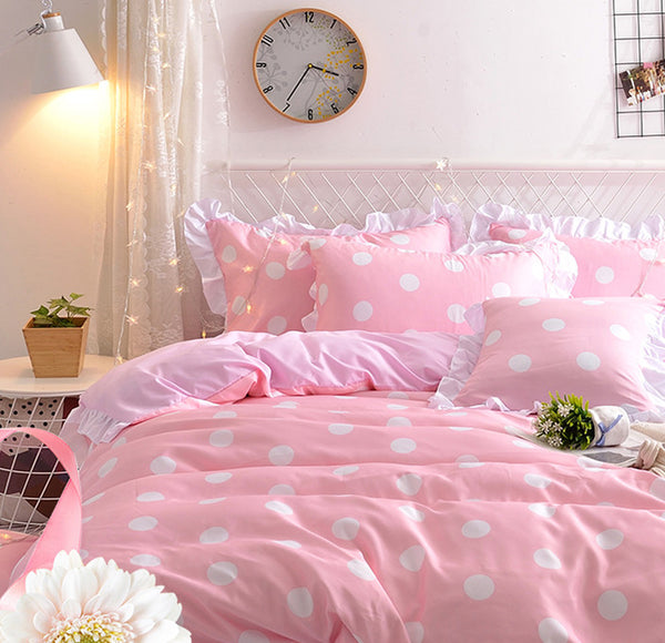 Pink Wave Point Bedding Set JK1764