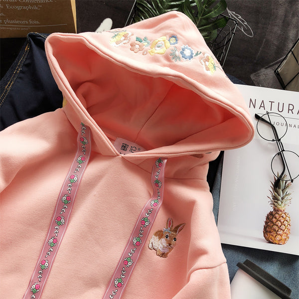 Sweet Rabbit Embroidered Hoodie JK1452