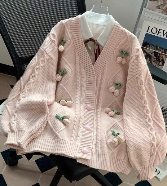 Cute Strawberry Sweater Coat JK3936