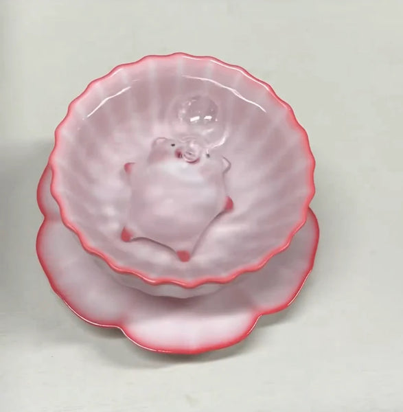 Kawaii Pig Bottle And Coaster JK3926