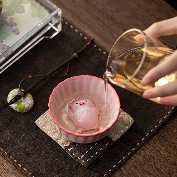 Kawaii Pig Bottle And Coaster JK3926