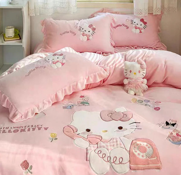 Cute Pink Cat Bedding Set JK3934