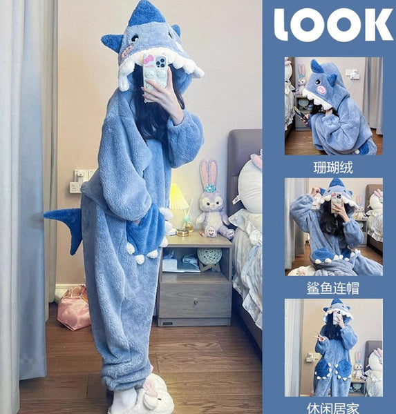 Cartoon Shark Winter Pajamas Dress JK3688