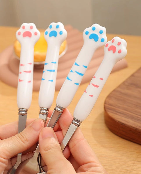 Lovely Cat Paw Spoon Fork and Chopsticks Set JK3652