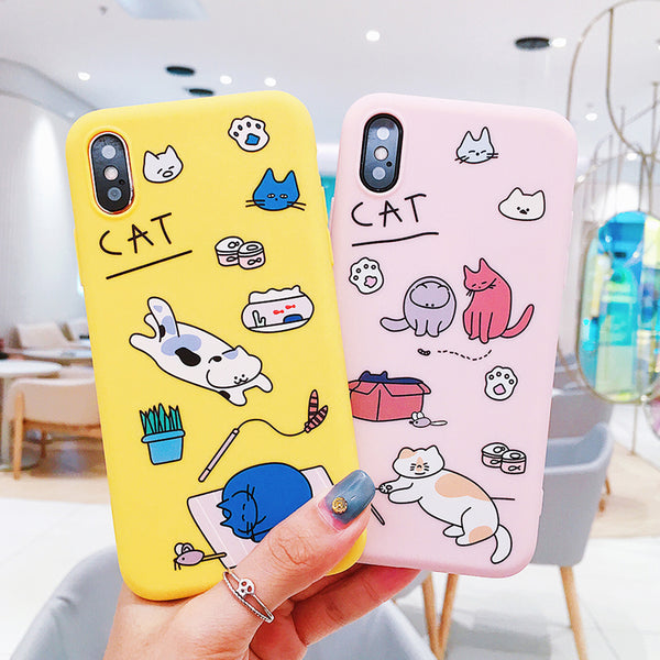 Lovely Cats Phone Case for iphone 6/6s/6plus/7/7plus/8/8P/X/XS/XR/XS Max/11/11 pro/11 pro max JK1850
