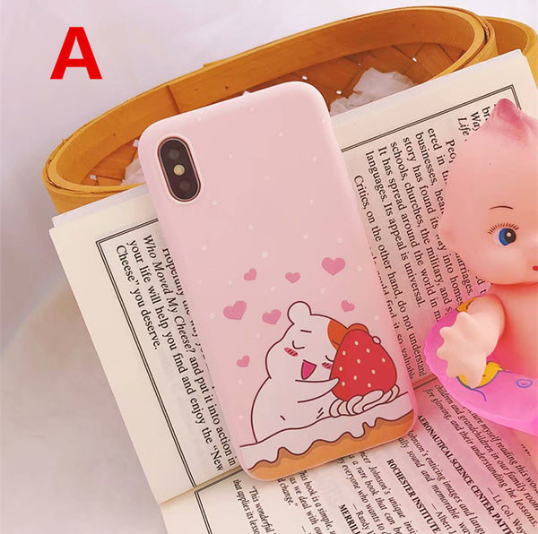 Kawaii Bear and Strawberry Phone Case for iphone 6/6s/6plus/7/7plus/8/8P/X  JK1236