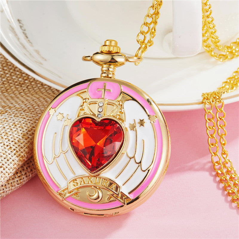 Sailormoon and Sakura Pocket Watch  JK1166