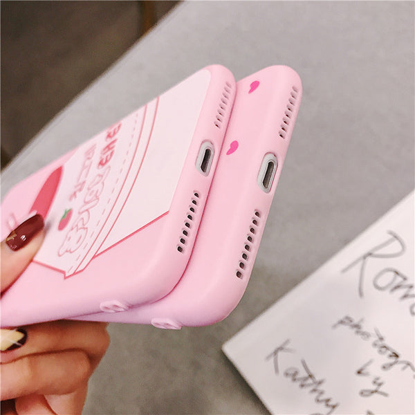 Kawaii Strawberry Milk Phone Case for iphone 6/6s/6plus/7/7plus/8/8P/X/XS/XR/XS Max JK1590