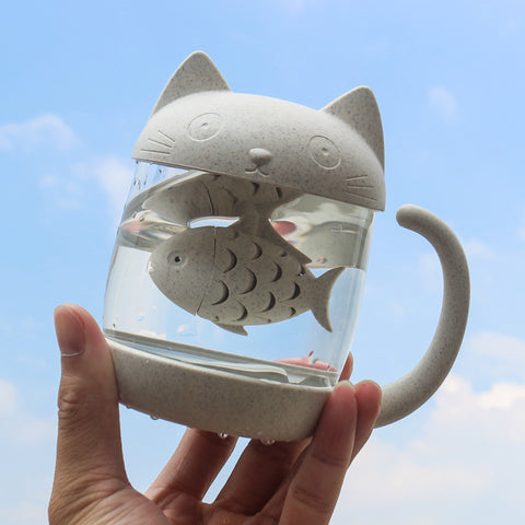 Kawaii Cat and Fish Cup JK1339