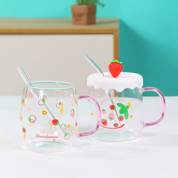 Cute Strawberry Glass Cup JK2837
