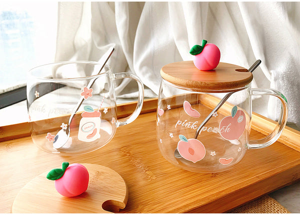 Cute Peach Glass Cup JK2366
