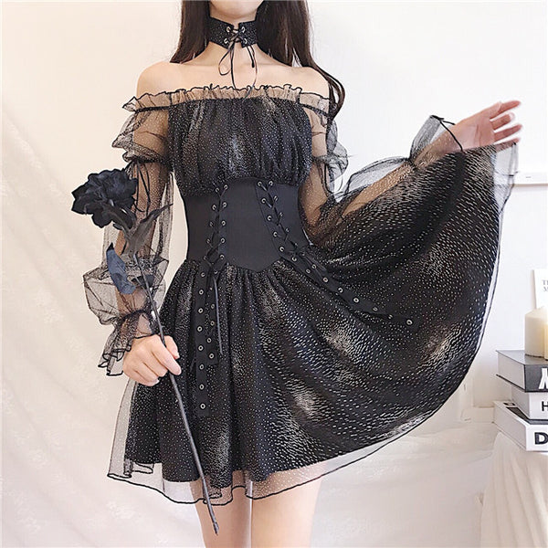 Black Star Bling One-piece Dress JK1629