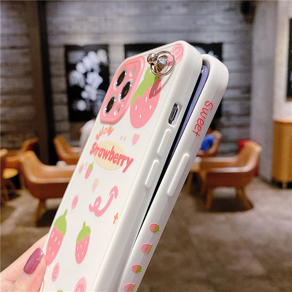 Strawberry and Peach Phone Case for iphone7/7plus/8/8P/X/XS/XR/XS Max/11/11 pro/11 pro max/12/12pro/12mini/12pro max JK2732