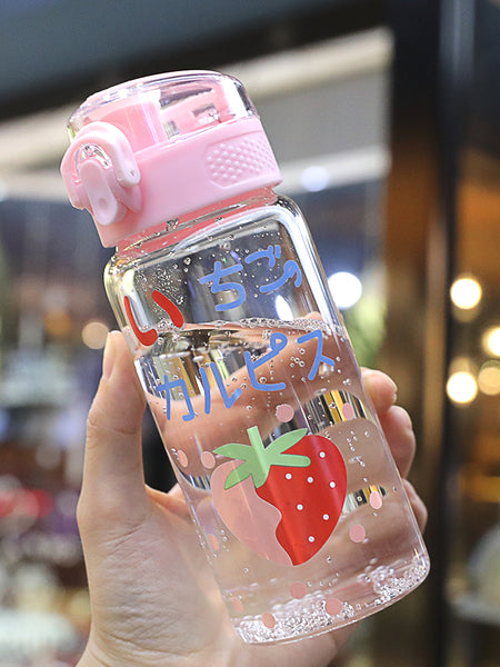 Cute Strawberry Glass Water Bottle  JK2384