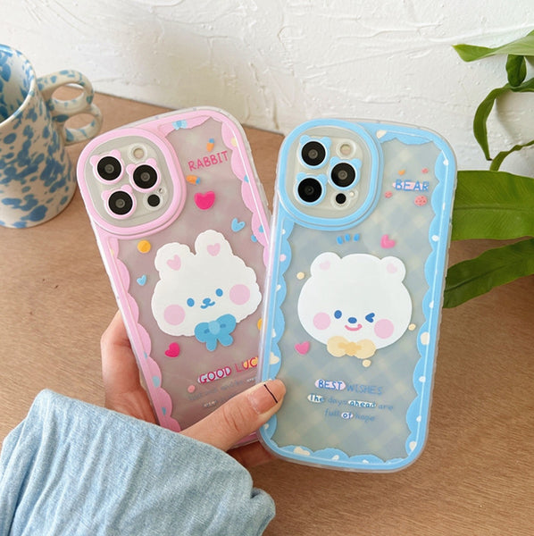 Cute Rabbit and Bear Phone Case for iphone X/XS/XR/XS Max/11/11 pro/11 pro max/12/12pro/12mini/12pro max/13/13pro/13pro max JK3120