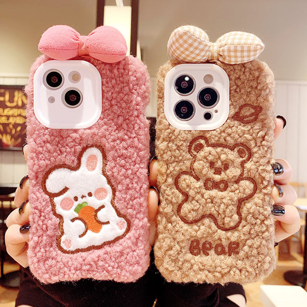 Cute Rabbit and Bear Phone Case for iphone 7/7plus/8/8P/X/XS/XR/XS Max/11/11pro/11pro max/12/12pro/12pro max/12mini/13/13pro/13pro max JK2927