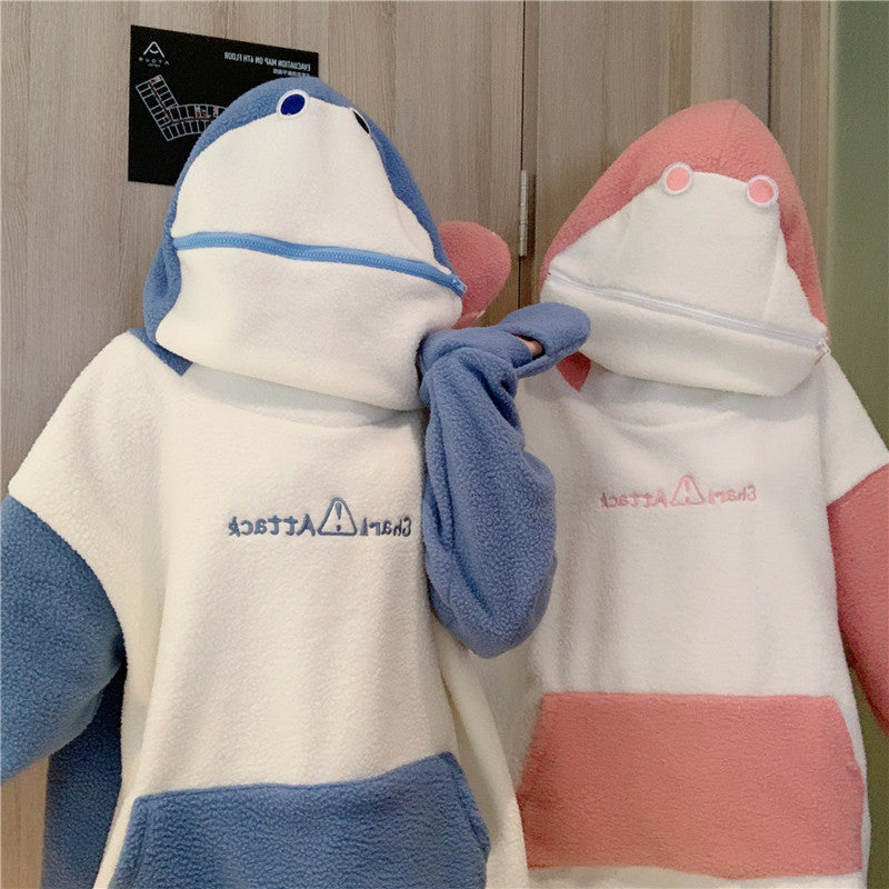 PAROSEN Kawaii Shark Hoodie For Women Unisex Sweatshirt Pullover