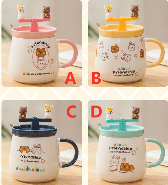 Lovely Rabbit and Bear Mug Cup JK3131