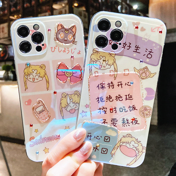 Kawaii Sailormoon Phone Case for iphone7/7plus/8/8P/X/XS/XR/XS Max/11/11 pro/11 pro max/12/12pro/12mini/12pro max JK2739