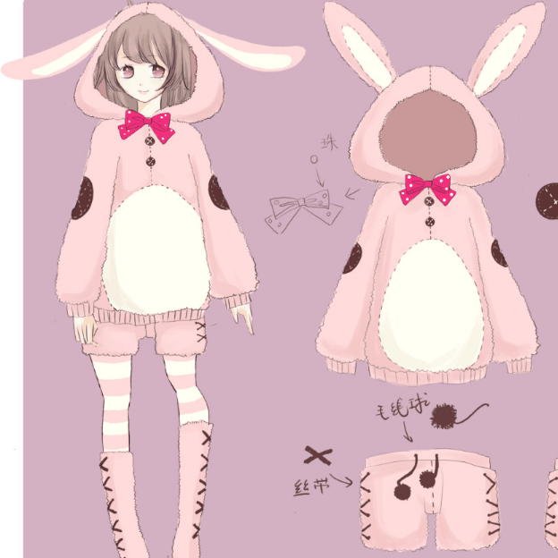Lolita Rabbit Ears Pajamas Suit JK1898