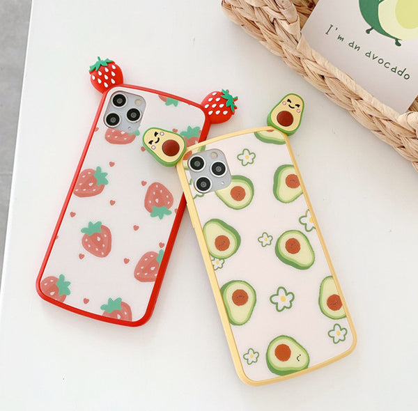 Cute Avocado and Strawberry Phone Case for iphone7/7plus/8/8P/X/XS/XR/XS Max/11/11 pro/11 pro max JK2313