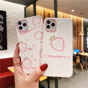 Kawaii Strawberry Phone Case for iphone7/7plus/8/8P/X/XS/XR/XS Max/11 ...