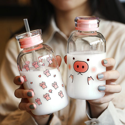 Cute Pigs Glass Water Bottle  JK1977