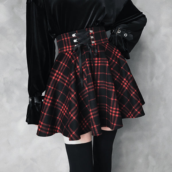 Fashion High Waist Plaid Skirt JK2189