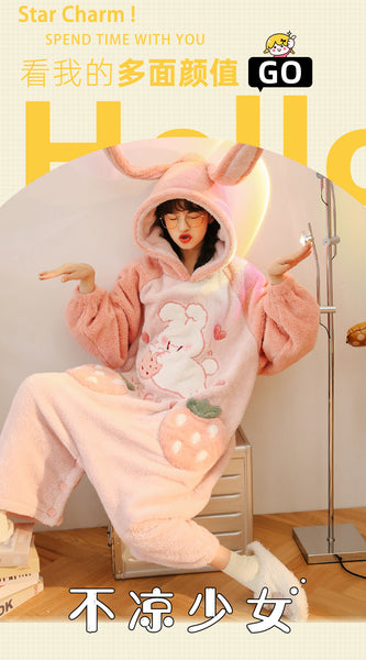Sweet Strawberry Winter Pajamas Suit/Dress JK2941