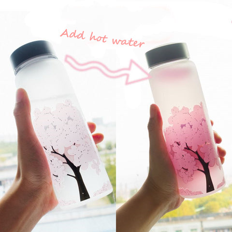 Pink Sakura  Color-changing Glass Bottle JK1391