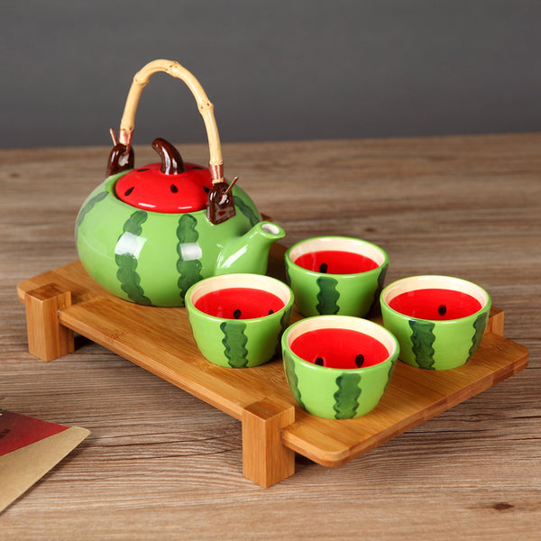 Kawaii Watermelon Ceramic Water Kettle and Cup Set JK2473
