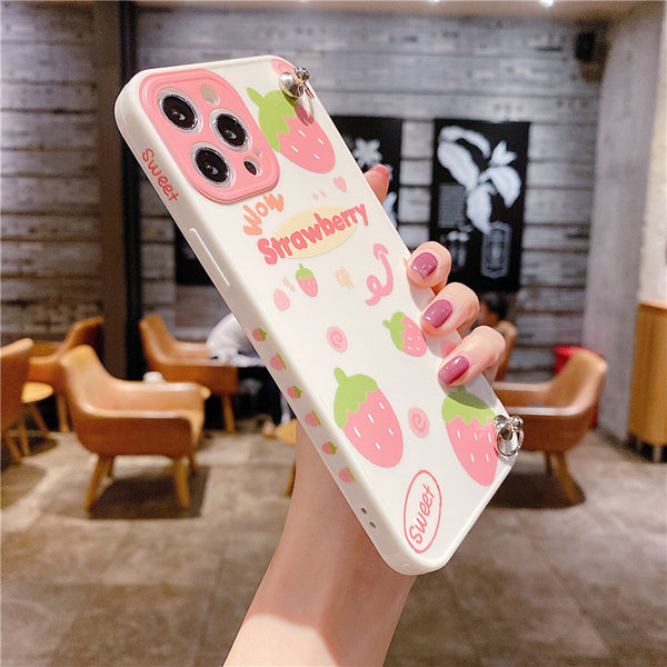 Strawberry and Peach Phone Case for iphone7/7plus/8/8P/X/XS/XR/XS Max/11/11 pro/11 pro max/12/12pro/12mini/12pro max JK2732