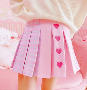 Fashion Hearts Plaid Skirt JK2659