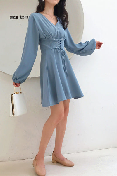 V Collar Chiffon One-piece Dress JK1205