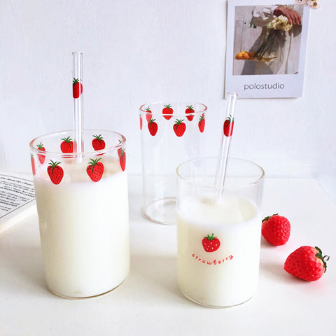 Cute Strawberry Glass Cup JK1186