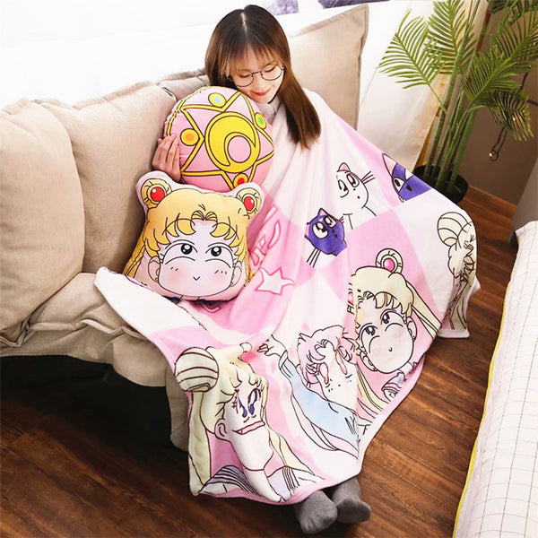 Cartoon Sailormoon Pillow And  Blanket JK2360