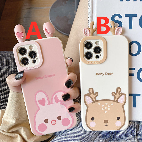 Cute Rabbit and Deer Phone Case for iphone 7plus/8P/X/XS/XR/XS Max/11/11pro max/12/12pro/12pro max/13/13pro/13pro max JK3070